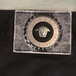 Vintage Versace Jeans Signature 1990s Silver Medusa Label Size 38 Wide Leg